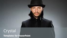  Presentation with hat - Colorful slide set enhanced with man-wearing-billy-cock-hat backdrop and a gray colored foreground