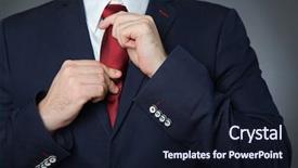  Presentation with blue business - Cool new presentation design with man wearing blue business suit backdrop and a wine colored foreground