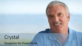  Presentation with blue origin - Presentation design with retirement age - man wearing blue polo background and a light blue colored foreground