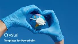  Presentation with surgical gloves - PPT layouts enhanced with man-wearing-blue-surgical-gloves background and a ocean colored foreground