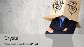  Presentation with box carton - Slide deck enhanced with man-wearing-carton-box background and a light gray colored foreground