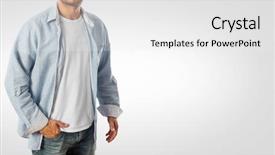  Presentation with clipping - Amazing PPT theme having man wearing casual shirt -clipping backdrop and a white colored foreground