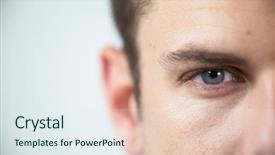  Presentation with contact lens - Cool new presentation theme with up of man wearing contact backdrop and a sky blue colored foreground