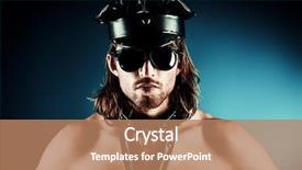  Presentation with police police - PPT theme having man wearing costume in police background and a coral colored foreground