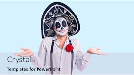  Presentation with day dead - Audience pleasing theme consisting of man-wearing-day backdrop and a light blue colored foreground