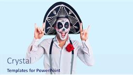  Presentation with rock star - Beautiful presentation theme featuring man-wearing-day backdrop and a sky blue colored foreground