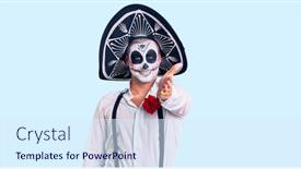  Presentation with day dead - Slide deck enhanced with man-wearing-day background and a sky blue colored foreground