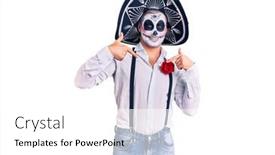  Presentation with day dead - PPT theme featuring man-wearing-day background and a white colored foreground