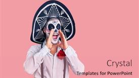  Presentation with day dead - Beautiful PPT layouts featuring man-wearing-day backdrop and a coral colored foreground