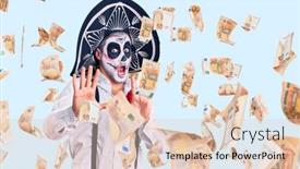  Presentation with day dead - PPT theme featuring man-wearing-day background and a lemonade colored foreground