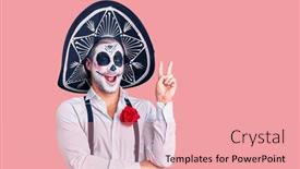  Presentation with day dead - Theme having man-wearing-day background and a coral colored foreground