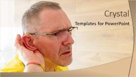  Presentation with aid - Presentation theme featuring man-wearing-deaf-aid background and a lemonade colored foreground