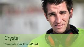  Presentation with ear - Amazing presentation design having man wearing ear defenders backdrop and a mint green colored foreground