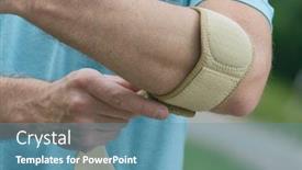  Presentation with pain - Amazing presentation design having man-wearing-elbow-brace backdrop and a teal colored foreground