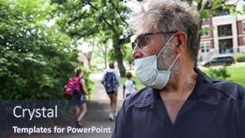  Presentation with face mask - Audience pleasing slide deck consisting of man-wearing-face-mask-incorrectly backdrop and a tawny brown colored foreground