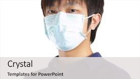  Presentation with face mask - Colorful PPT theme enhanced with air bacteria - man wearing face mask backdrop and a light gray colored foreground