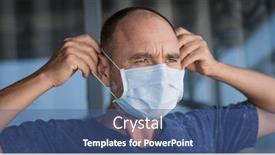  Presentation with virus infection - Amazing presentation having man-wearing-facial-disposable-mask backdrop and a ocean colored foreground