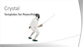  Presentation with sword - Slides featuring man-wearing-fencing-suit-practicing background and a white colored foreground