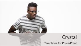  Presentation with african american couples on the mountains - Audience pleasing PPT theme consisting of man wearing glasses and navy backdrop and a light gray colored foreground