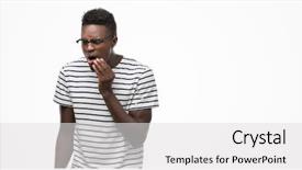  Presentation with african american dental - Slide set with man wearing glasses and navy background and a light gray colored foreground