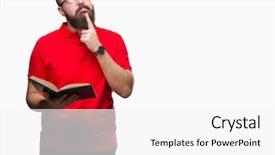  Presentation with young man wearing a hat - Audience pleasing presentation theme consisting of man wearing glasses and reading backdrop and a  colored foreground