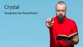  Presentation with book glasses - PPT theme having man wearing glasses and reading background and a  colored foreground