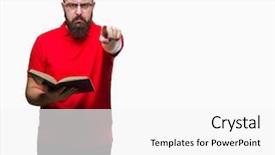  Presentation with young man wearing a hat - Presentation design featuring man wearing glasses and reading background and a  colored foreground