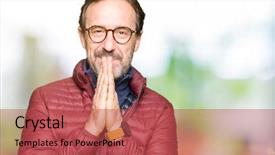  Presentation with praying hands - Beautiful PPT theme featuring man wearing glasses and winter backdrop and a red colored foreground