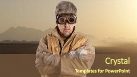  Presentation with steampunk - Cool new presentation theme with man wearing glasses post-apocalypse backdrop and a  colored foreground