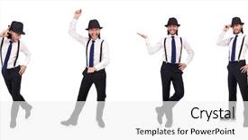  Presentation with hat - Theme enhanced with man wearing hat and suspenders background and a white colored foreground
