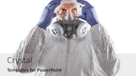  Presentation with hazmat - PPT layouts enhanced with man-wearing-hazmat-suit-goggles background and a light gray colored foreground