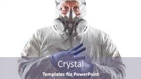  Presentation with hazmat - Colorful slide deck enhanced with man-wearing-hazmat-suit-goggles backdrop and a gray colored foreground