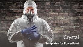  Presentation with hazmat - Slide deck enhanced with man-wearing-hazmat-suit-protective background and a dark gray colored foreground