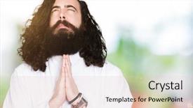  Presentation with jesus face - Cool new theme with man wearing jesus christ costume backdrop and a  colored foreground