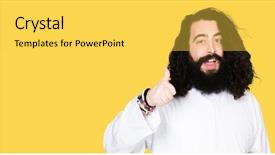  Presentation with jesus christ - Audience pleasing PPT theme consisting of man wearing jesus christ costume backdrop and a yellow colored foreground