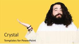  Presentation with jesus christ - Theme enhanced with man wearing jesus christ costume background and a yellow colored foreground