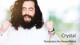  Presentation with jesus christ - Presentation featuring man wearing jesus christ costume background and a sky blue colored foreground