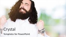  Presentation with jesus christ - Audience pleasing presentation consisting of man wearing jesus christ costume backdrop and a sky blue colored foreground