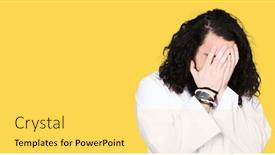  Presentation with jesus face - Cool new slides with man wearing jesus christ costume with sad expression covering face with hands while crying depression concept backdrop and a yellow colored foreground