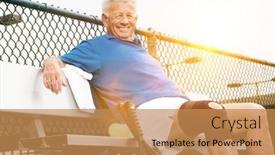  Presentation with band - Slide deck featuring man-wearing-knee-band background and a coral colored foreground