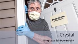  Presentation with virus disease - PPT theme featuring man-wearing-mask-and-gloves background and a light blue colored foreground