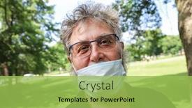  Presentation with purpose - Audience pleasing slide deck consisting of man-wearing-mask-incorrectly-under backdrop and a yellow colored foreground