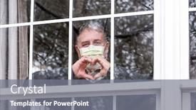  Presentation with hands heart - Slide set consisting of man-wearing-mask-making-heart background and a gray colored foreground