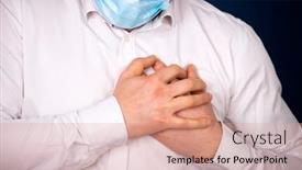  Presentation with work heart - Cool new PPT layouts with man-wearing-medical-face-mask backdrop and a coral colored foreground