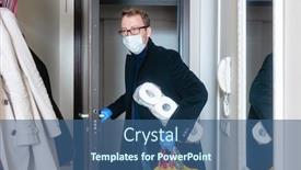  Presentation with mask - Colorful slide deck enhanced with man-wearing-medical-mask-coming backdrop and a ocean colored foreground