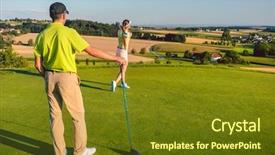  Presentation with course - Slides with man wearing modern golf background and a tawny brown colored foreground