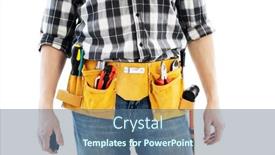  Presentation with tools - Presentation featuring man-wearing-mounting-belt background and a ocean colored foreground