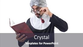  Presentation with nun - Theme consisting of man wearing nun costume isolated on white background and a dark gray colored foreground