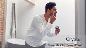  Presentation with mirror - Slide deck featuring man-wearing-pyjamas-at-home background and a light gray colored foreground