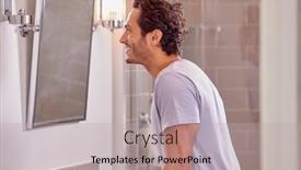  Presentation with bathroom - Audience pleasing PPT theme consisting of man-wearing-pyjamas-in-bathroom backdrop and a light gray colored foreground